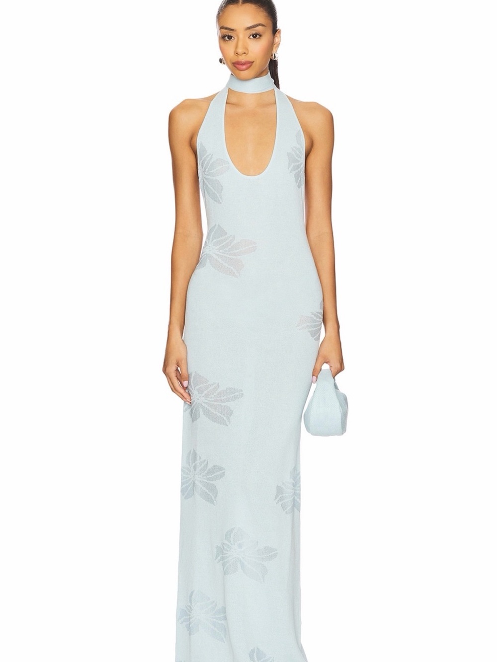 Choker Halter Maxi Dress in Light Blue